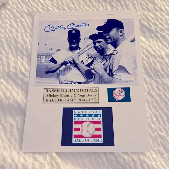 ￼signed photo matted autographed New York Yankees Mickey Mantle Yogi Berra - Picture 1 of 1